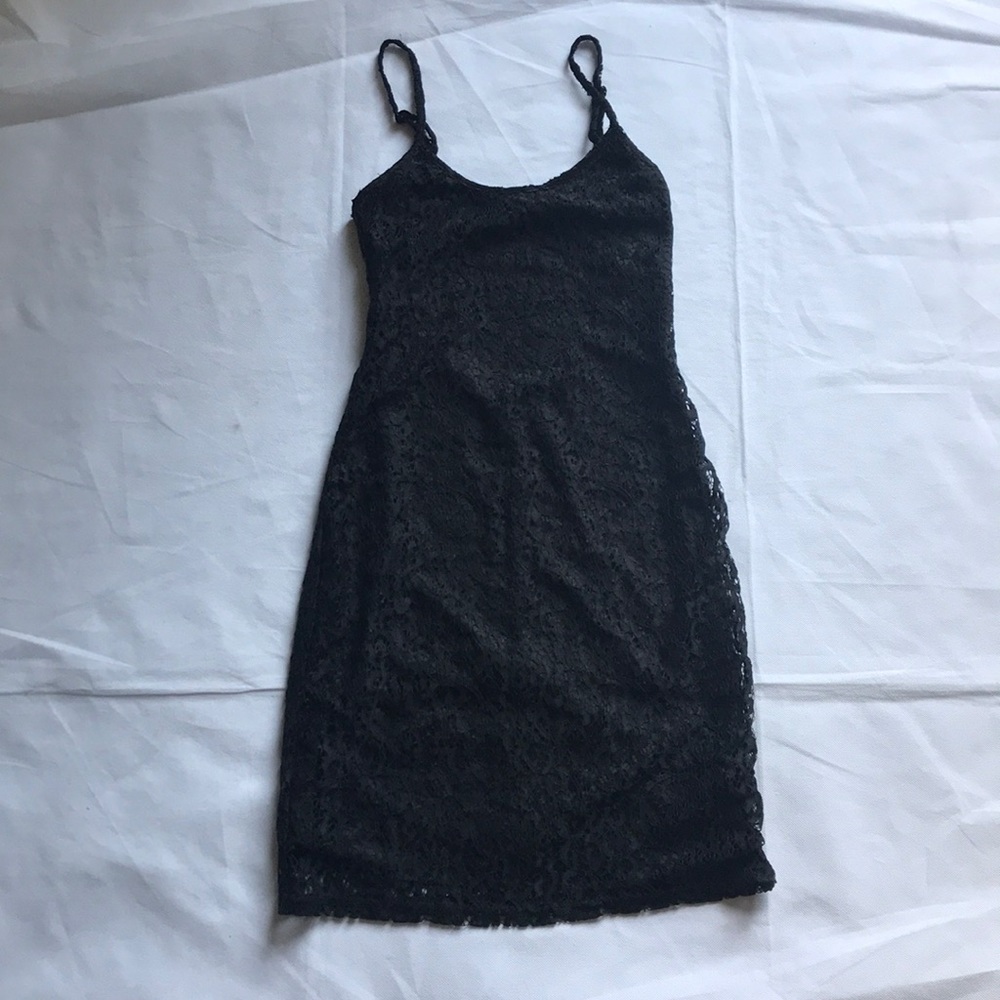 3/20ASOS petite black lace dress spaghetti strap